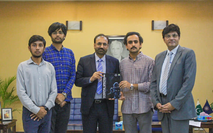 UET Science Society Unveils Scientia Spectrum 2024 to Vice Chancellor Prof. Dr. Shahid Munir.