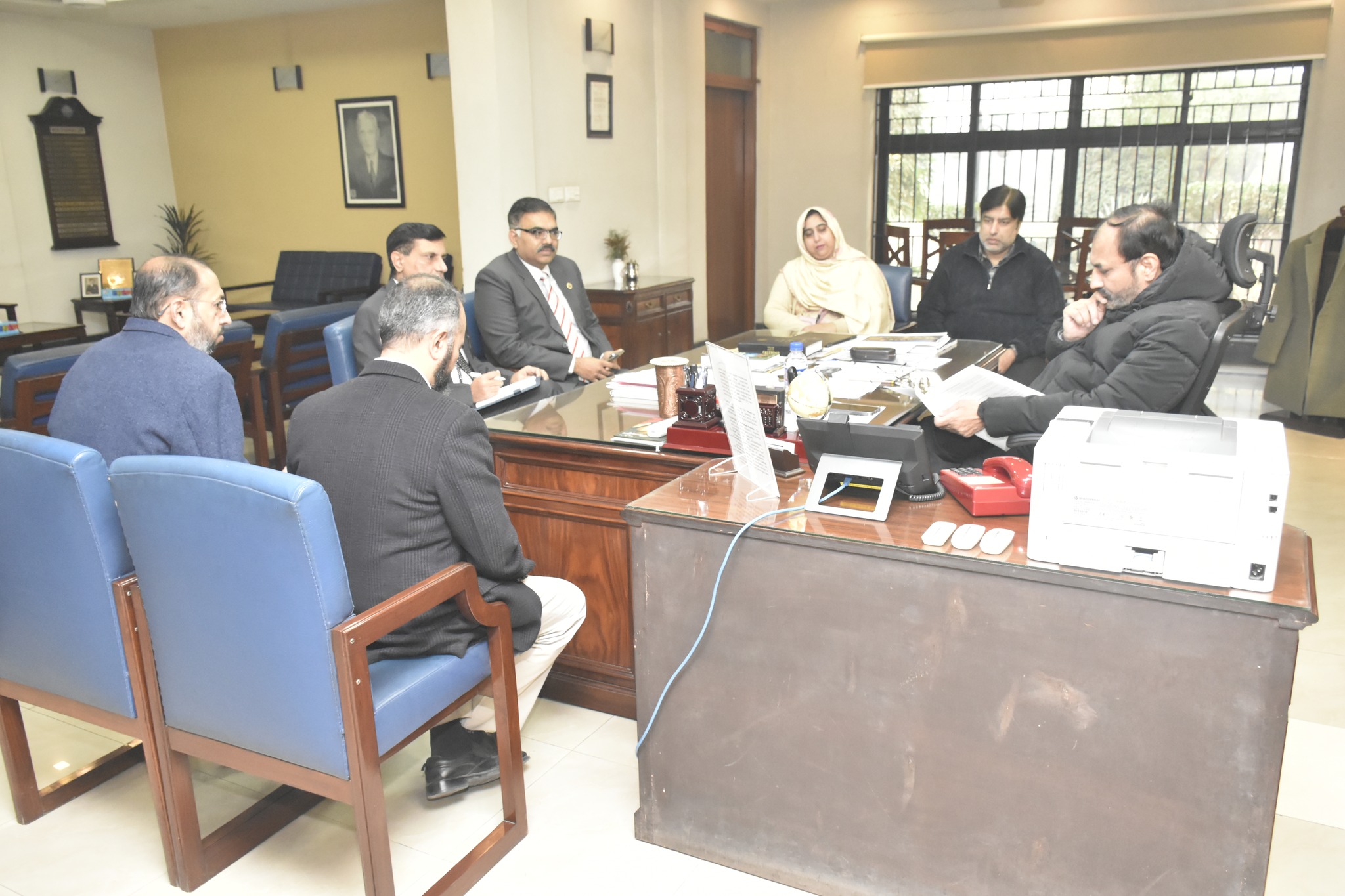 Vice Chancellor UET Prof. Dr. Shahid Munir (TI) is presiding over a meeting of Ranking Committee to collect, examine and analyze the university data for international rankings.