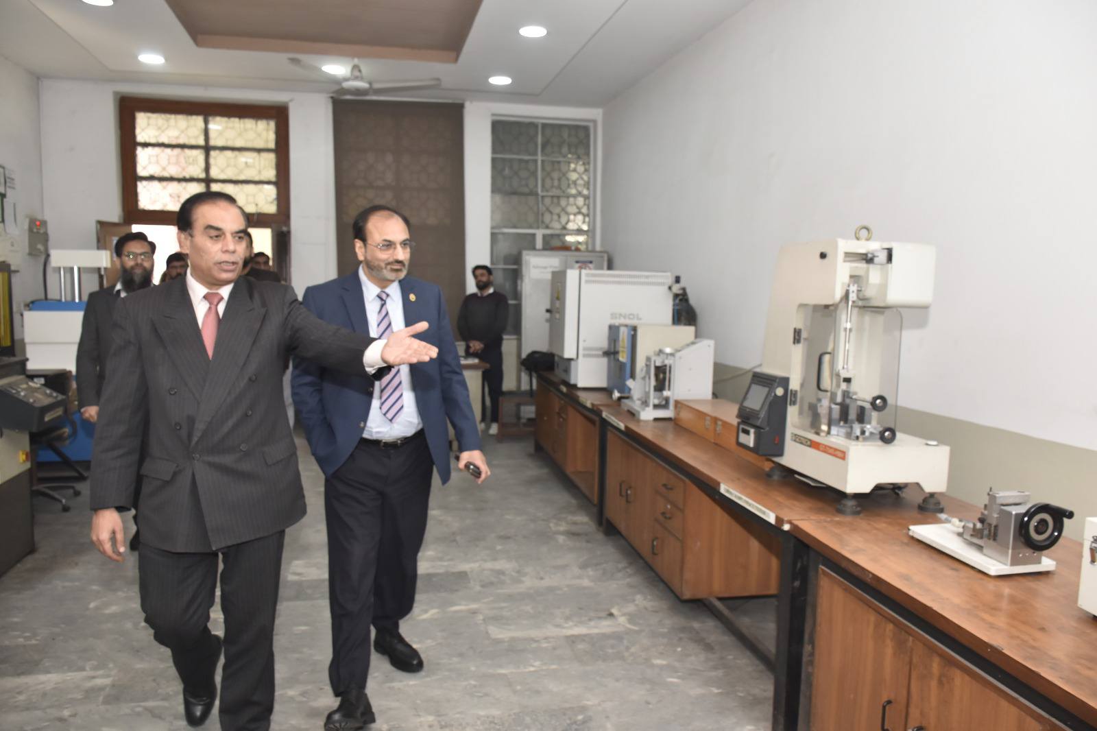 Vice Chancellor UET Prof. Dr. Shahid Munir (TI) is visiting Labs of Polymer and Process Engineering Department with Chairman Prof. Dr. Asif Ali Qaiser and faculty members.