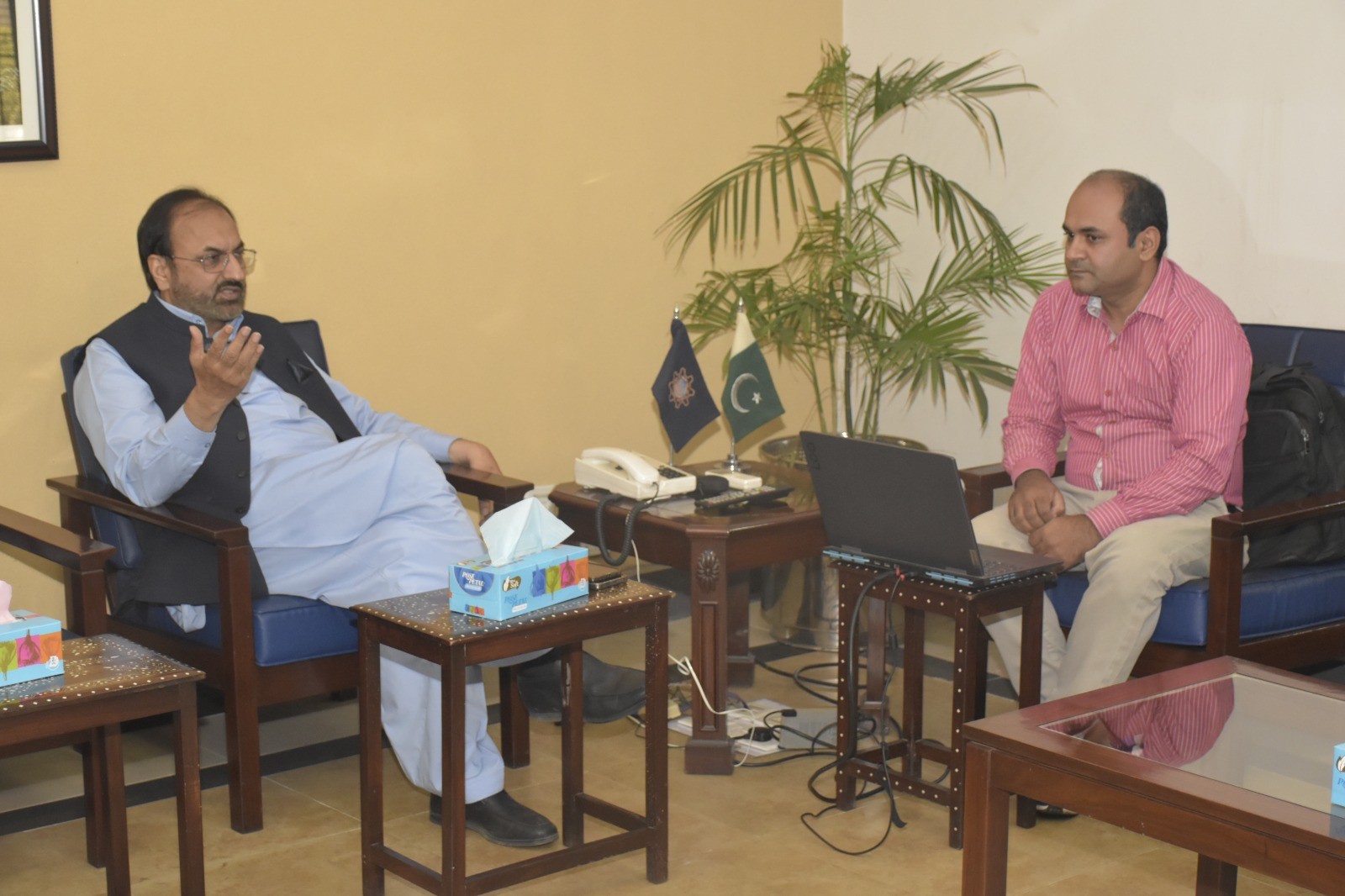 Vice Chancellor Prof. Dr. Shahid Munir (TI) is presiding over a meeting regarding scholarships and dues.