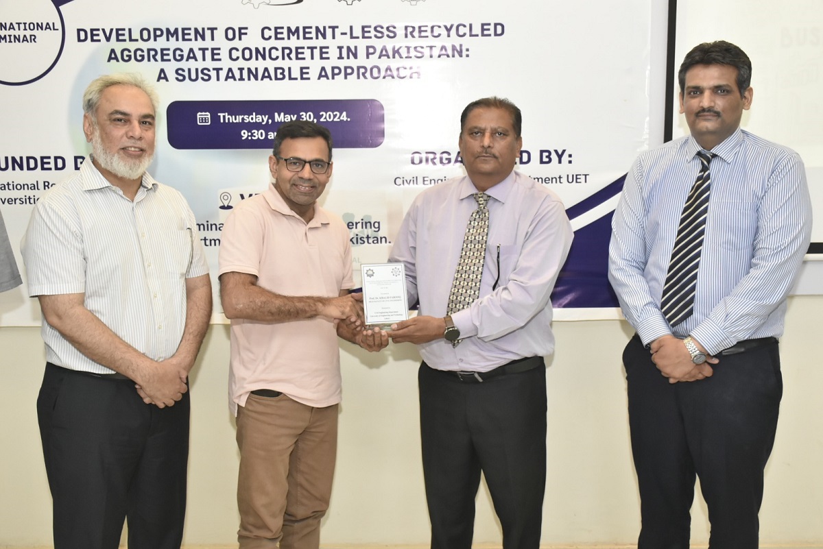 UET Lahore Hosts International Seminar on Sustainable Cement-less Recycled Aggregate Concrete